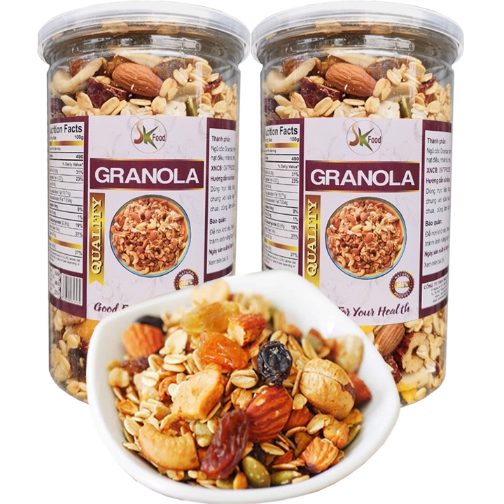 Ngũ cốc Granola siêu hạt dinh dưỡng ăn kiêng giảm cân - Hũ 400G