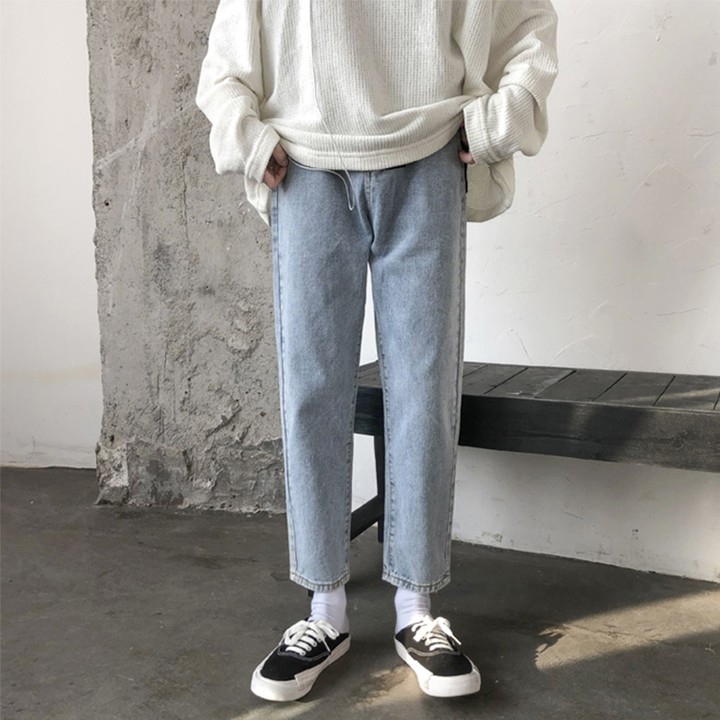 Quần Jean Nam Ống Rộng Màu Xanh Nhạt Vải Co Giãn Unisex ✅ Quần Ống Rộng Nam | BigBuy360 - bigbuy360.vn