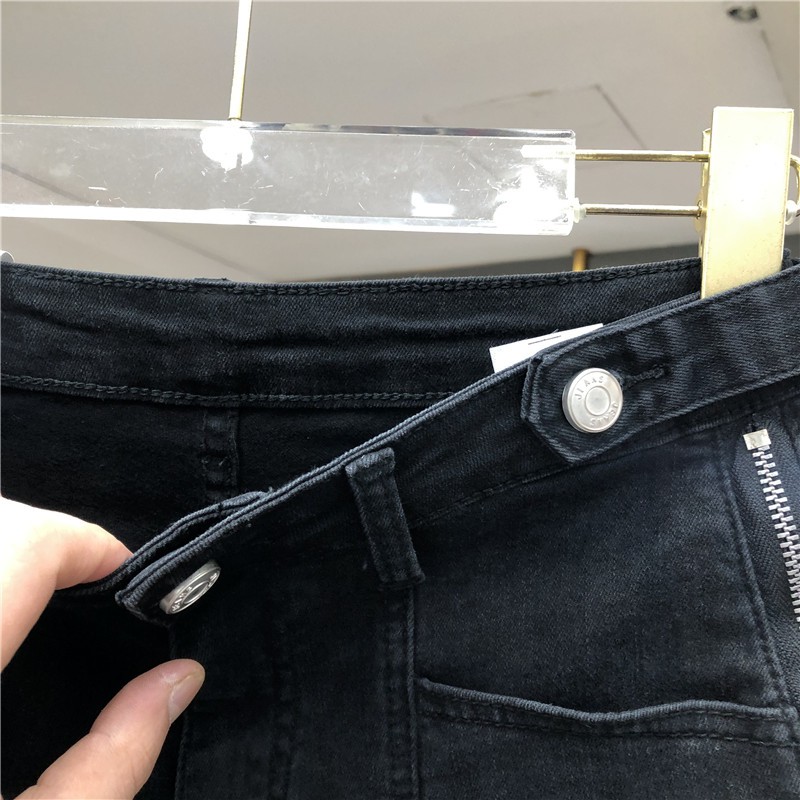 LEEVA - Quần short jeans nữ phối khóa kéo hông cá tính S021