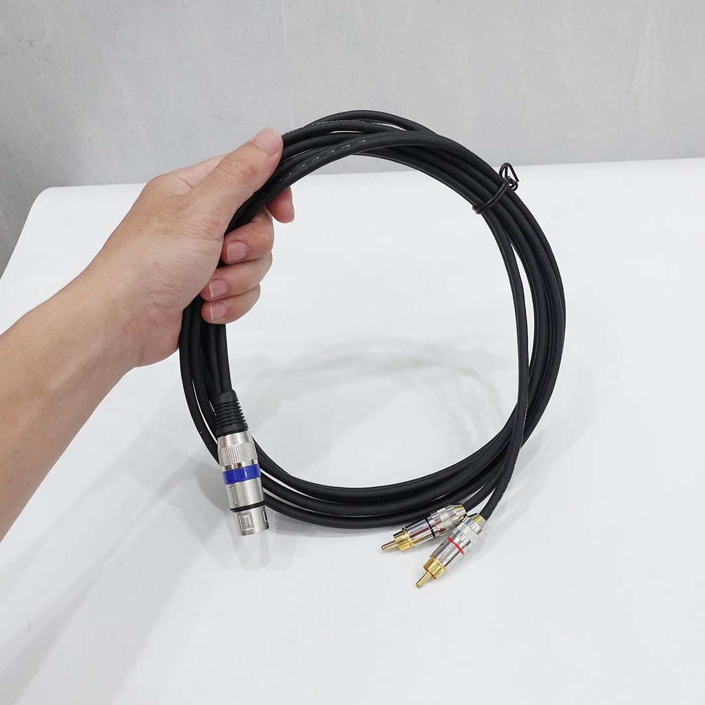 Dây Jack canon cái ra 2 Jack hoa sen dài 3m | Dây vang cơ, vang số ra loa Sub, dây canon sang av - Tín hiệu ổn định