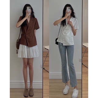 Sơ mi cổ vest buộc chéo 2253