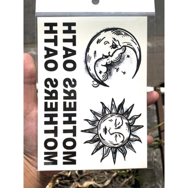 Hình xăm dán tạm thời hình mặt trăng mặt trời MHT47 - tatoo sun moon size bàn tay to, kích thước 12x15cm