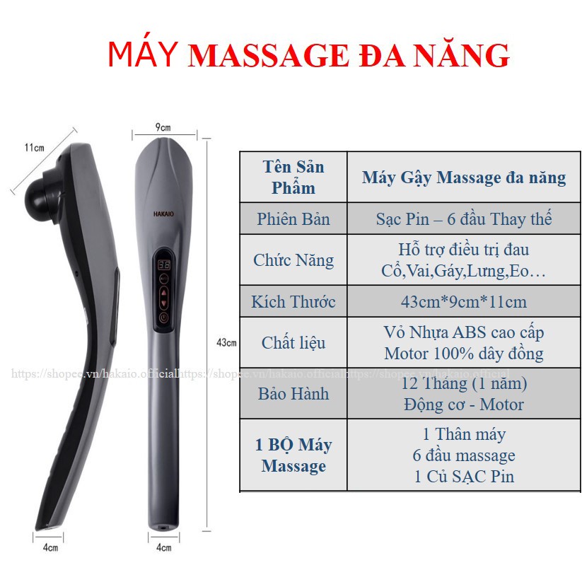 Máy massage cầm tay không dây đa năng Moico YT-1708 Cao Cấp - BẢO HÀNH 12 THÁNG