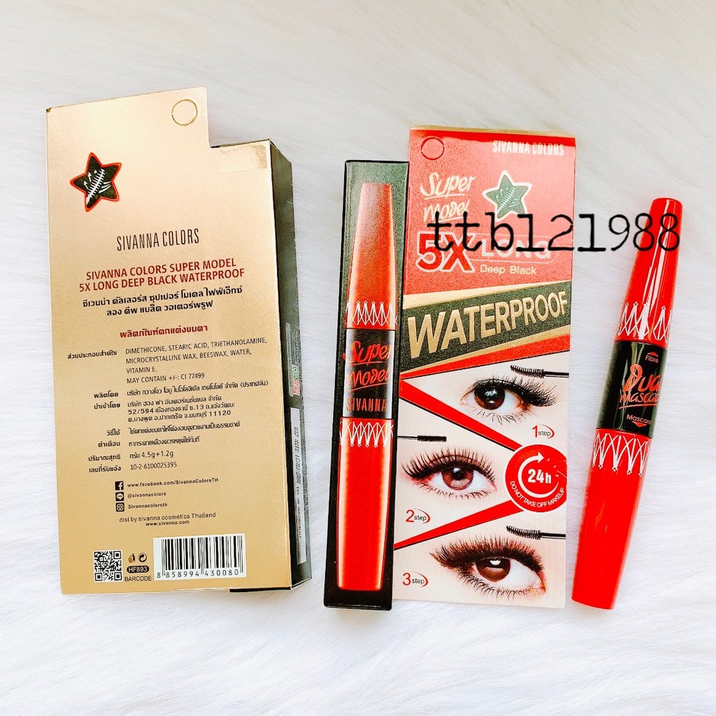 Mascara Super Model 5x Long Waterproof Sivanna HF893+HF901+HF891+HF4023