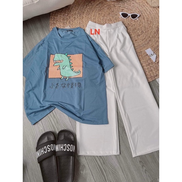 Sét áo khủng Long chữ Nhật+quần kaki trắng LN11