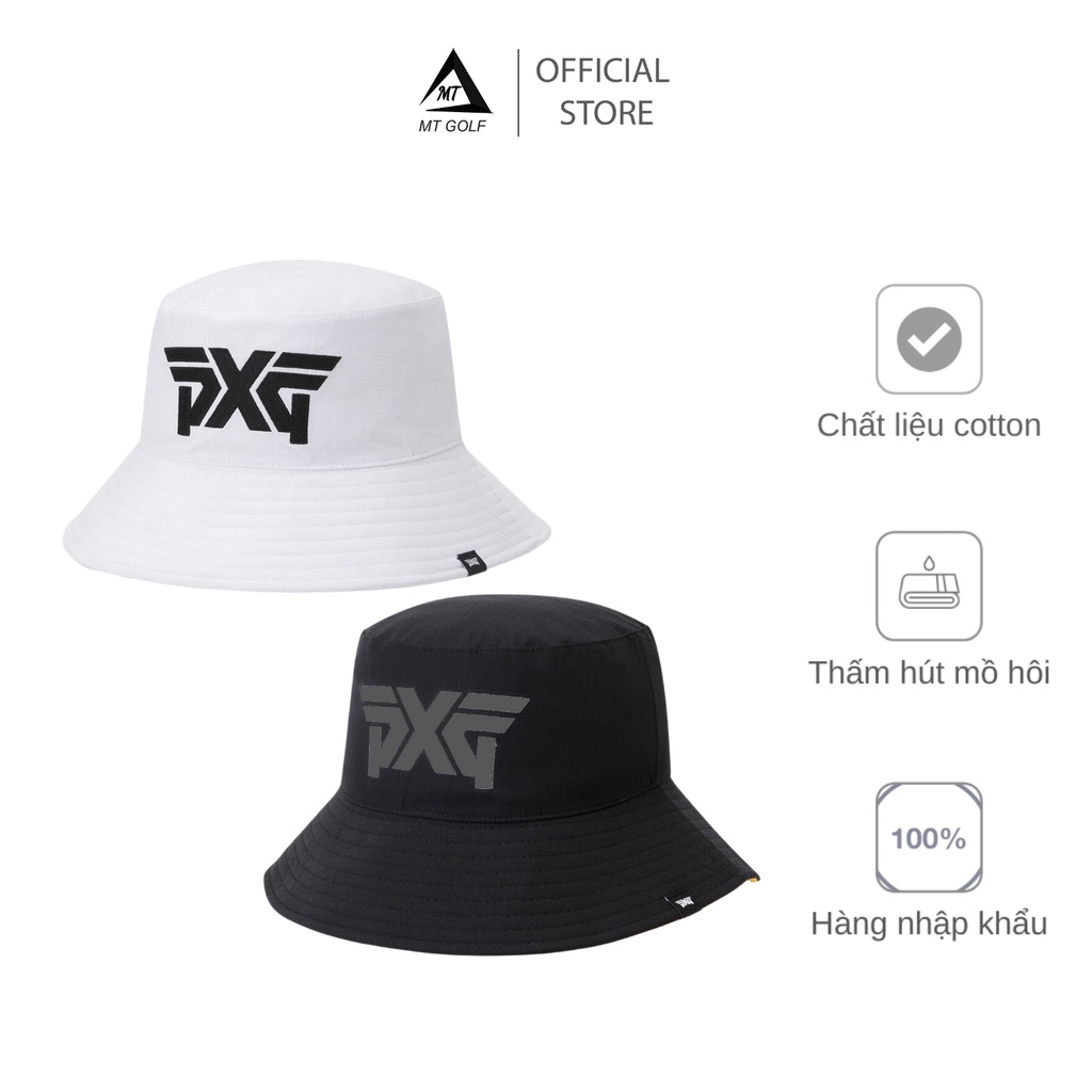 Mũ Golf Rộng Vành Trắng Đen Chữ Silicon, Thêu Mặt Sau - Hat