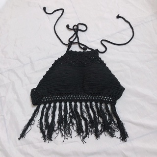 Áo yếm crochet tua rua bikini đi biển dành cho nữ