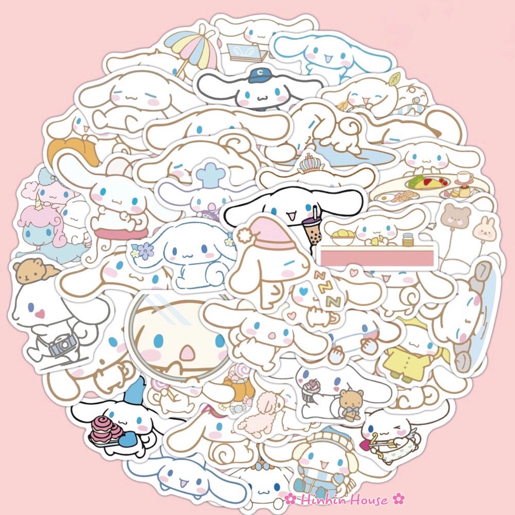 Set 50 Sticker PVC Chống Thấm Nước Hình Cún Cinnamoroll Cưng Xỉu Dán Vali, Mũ Bảo Hiểm, Laptop, Guitar, Ván Trượt,...