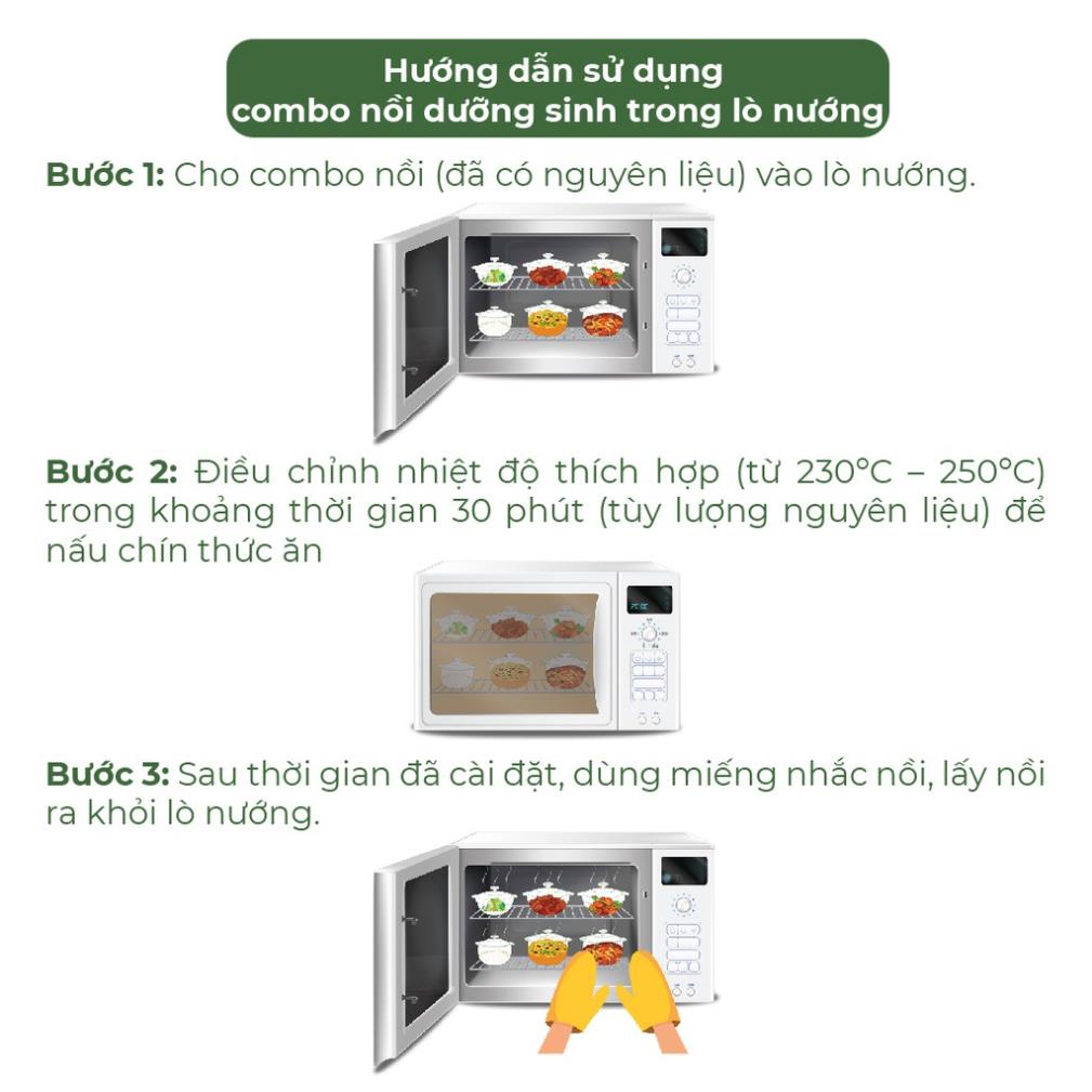 Bộ 6 nồi sứ dưỡng sinh Minh Long (0.35L/0.55L - 0.4L/0.85L)
