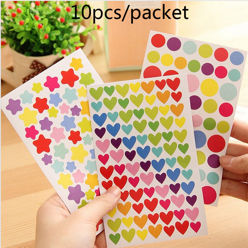 6pcs/packet Nhãn Dán Trang Trí Sổ Lưu Niệm Hình Trái Tim