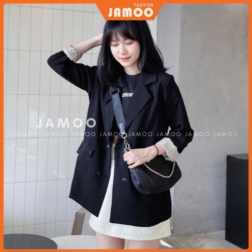 Áo Blazer 2 lớp 4 cúc mẫu mới, Áo vest nữ khoác ngoài JAMOO.