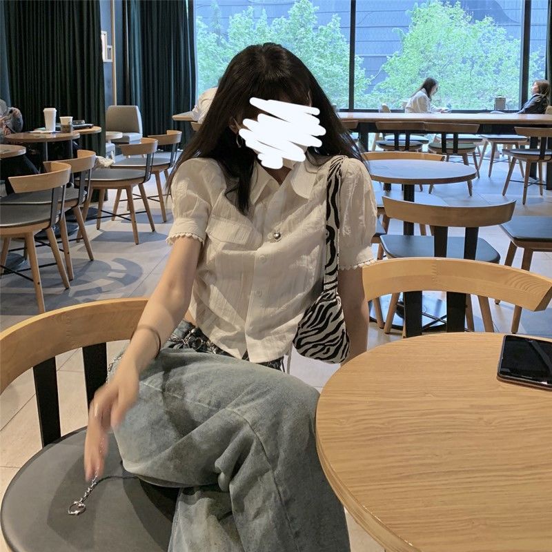 Áo kiểu BH tay phồng ngắn chiết eo phong cách Pháp thời trang 2022 cho nữ