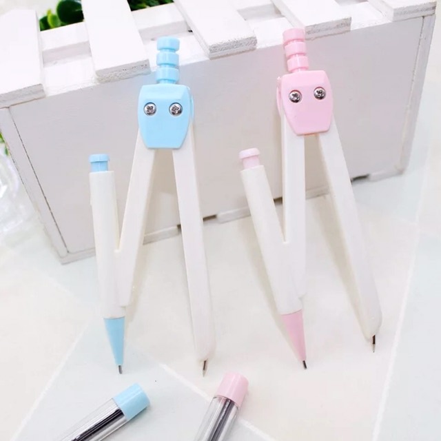 Bộ compa chì kim siêu dễ thương kèm ngòi chì bấm compa cute