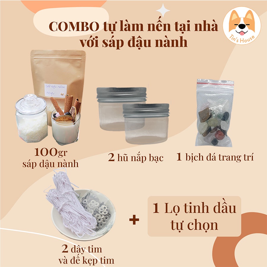 Set làm nến thơm handmade với sáp đậu nành cực kì đơn giản - Tự làm nến thơm - Tin’s House