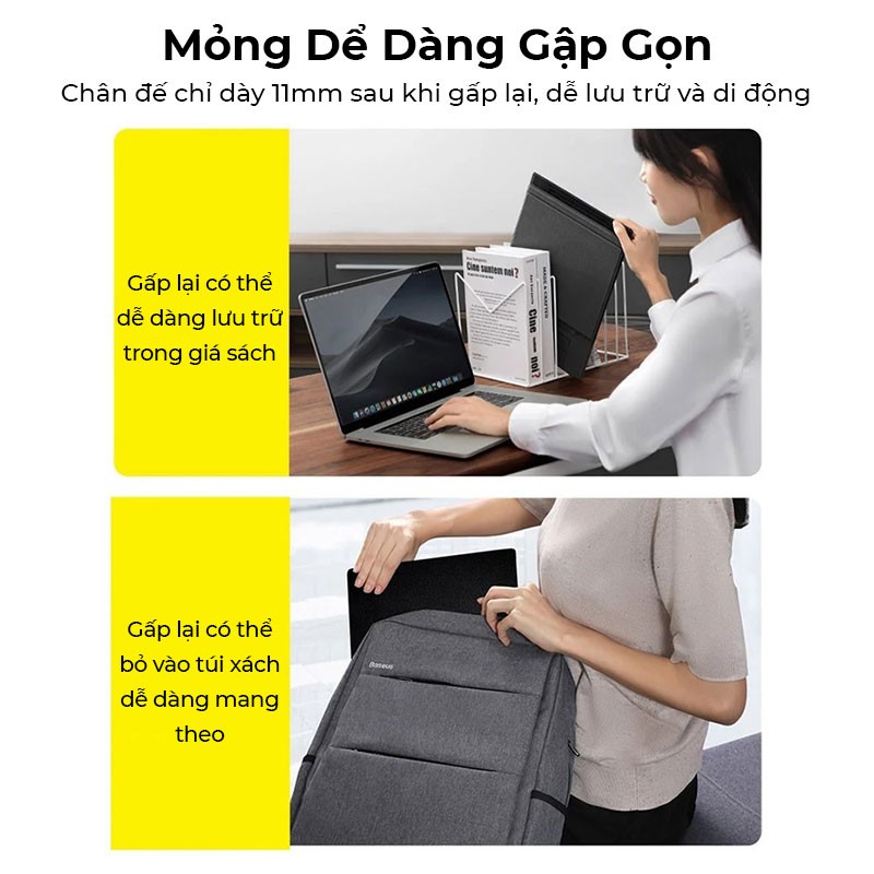 Giá Đỡ Macbook Baseus Ultra High Folding Laptop Stand Xếp Gọn Đa Dung Thay Đổi Nhiều Góc Độ, Hỗ Trợ Làm Việc Đứng