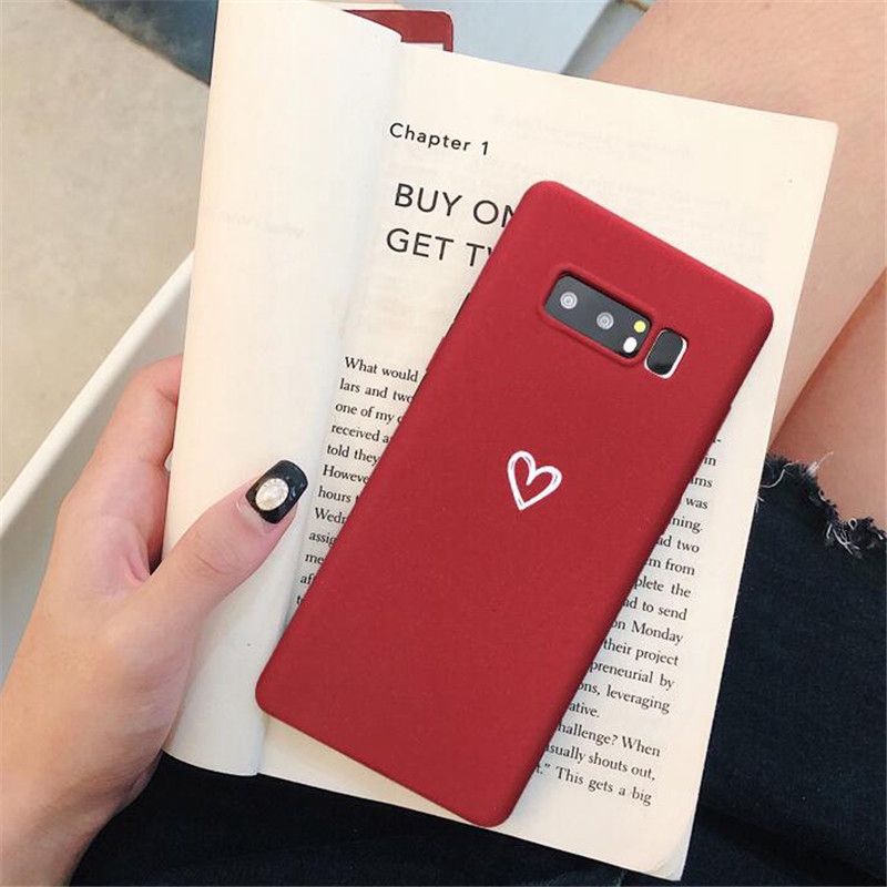 Ốp điện thoại nhám màu trơn in hình trái tim cho Samsung Galaxy Note 8 9 S8 A9 Star C7 C9 Pro | BigBuy360 - bigbuy360.vn