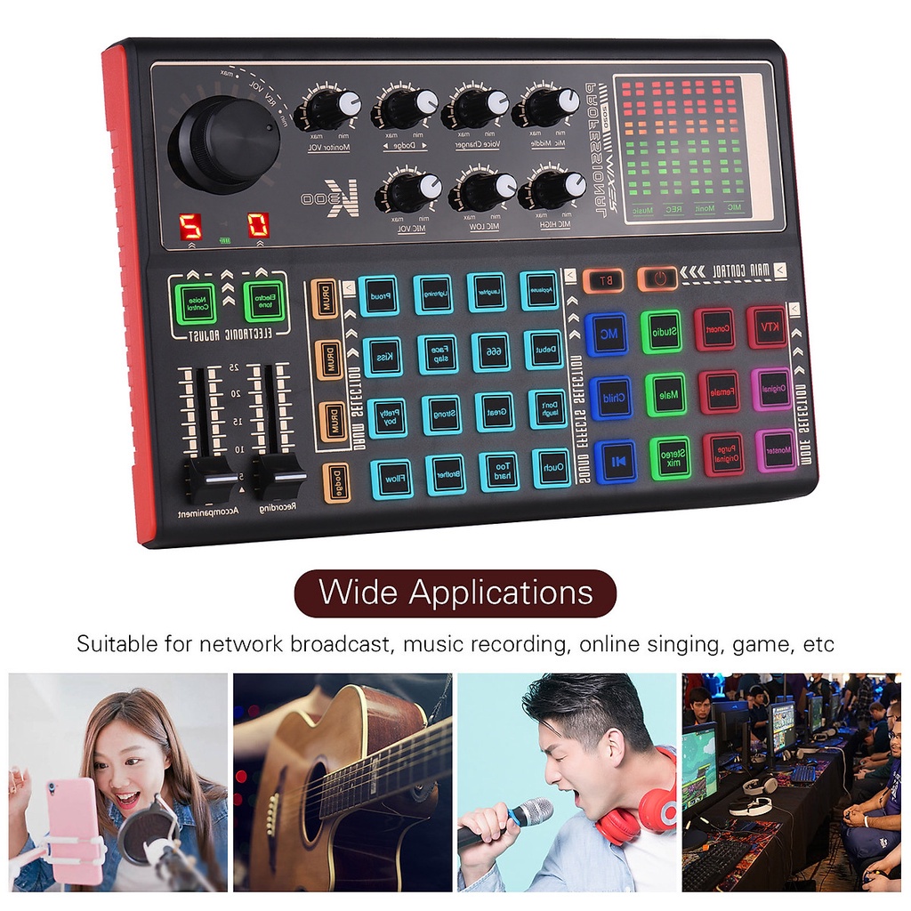 Bộ Sound Card  K300 2021 Và Micro ISK AT100 kèm tai nghe chuyên Hỗ Trợ Hát Autotune , Livestream , Thu Âm Cực Hay