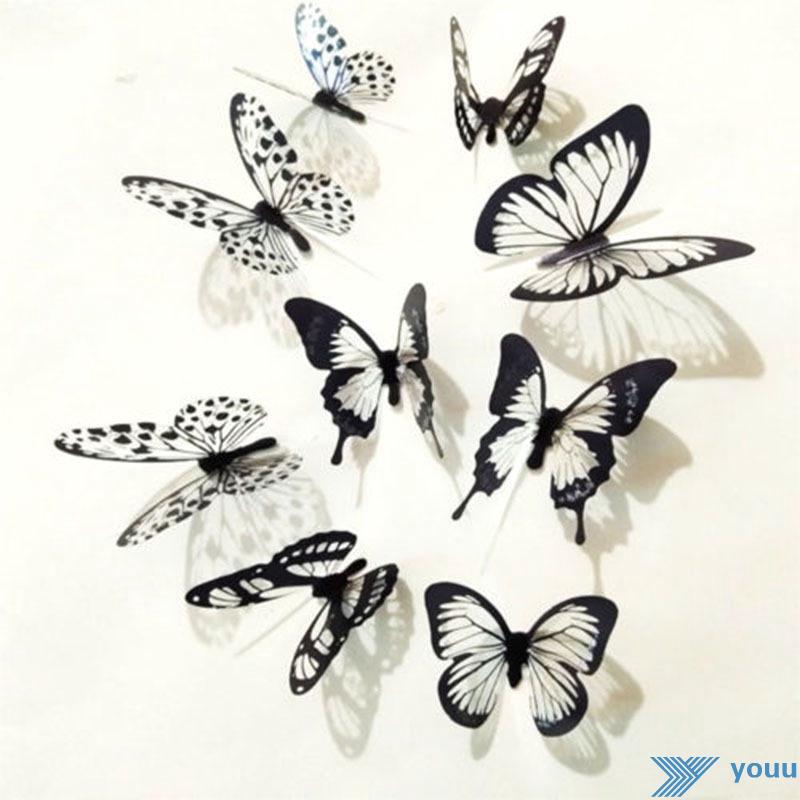 Set 18 Decal Bươm Bướm 3D Dán Tường Trang Trí