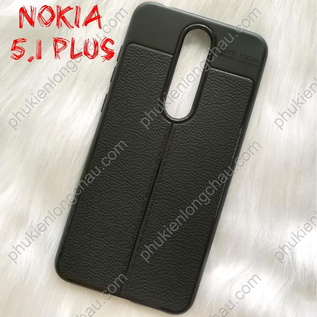 Ốp Lưng Nokia 5.1 Plus Dẻo Giả Da Đen Đẹp