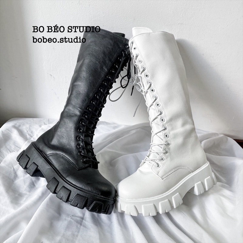 Bốt đùi ulzzang B10 đế răng cưa cao 5cm phong cách hầm hố
