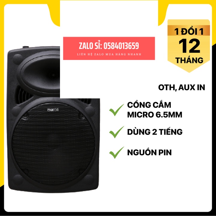 Loa Kéo Bluetooth Karaoke Enkor L1218K Đen 16W - Hàng chính hãng