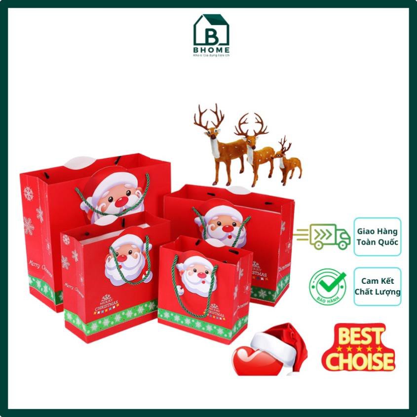 Túi Đựng Quà Giáng Sinh Noel Hình Ông Già Noel, Tuần Lộc Dễ Thương