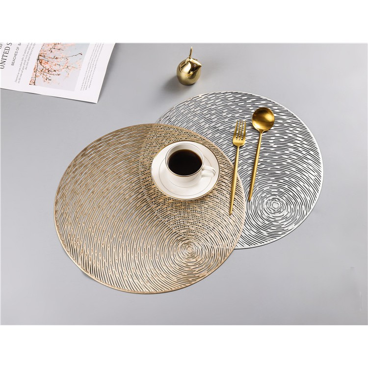 Tấm Lót Bàn Ăn Tròn Cách Nhiệt Sang Trọng Set Lót Bàn Ăn Vàng Gold Bắc Âu Placemat