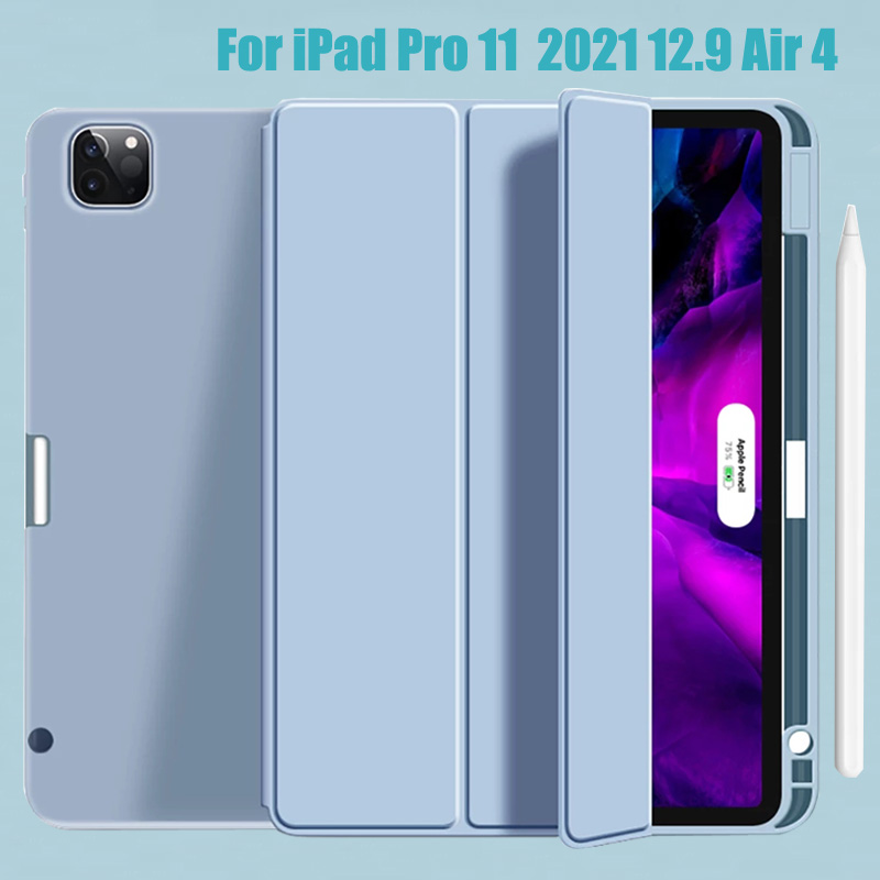 Bao da máy tính bảng nắp gập siêu mỏng cho Ipad Pro 11 2021 2020 2018 Pro 12.9 Air 4 10.9