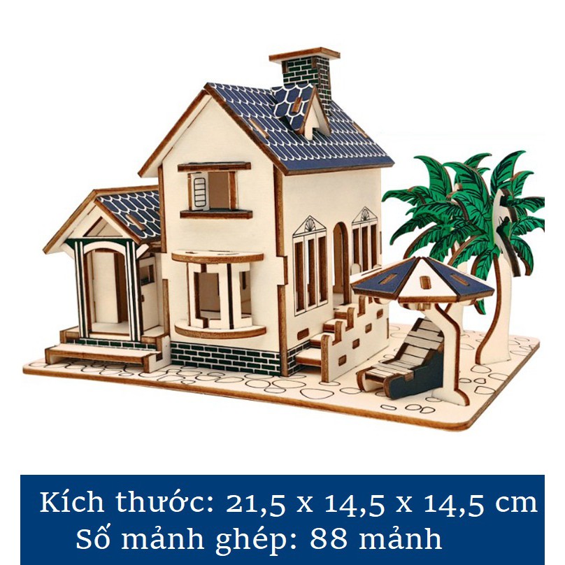 Mô hình lắp ráp bằng gỗ 3D - Villas bên bờ biển
