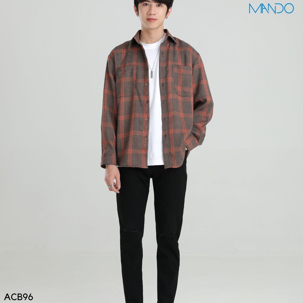 Áo Sơ Mi Caro Nam Kẻ Nâu MANDO Form Rộng Chất Vải Dạ Mỏng Dài Tay Kiểu Dáng Basic Unisex Thời Trang HànQuốc ACB96-SHT005 | BigBuy360 - bigbuy360.vn