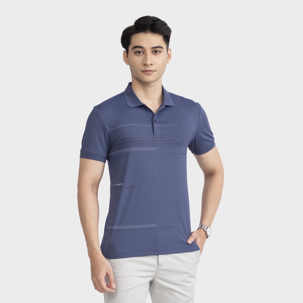 Áo polo ngắn tay ARISTINO họa tiết in sọc ngang logo thân trước độc đáo, ấn tượng- APS196S2