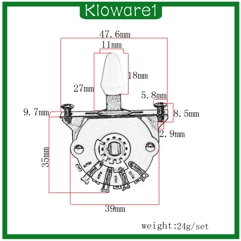 [KLOWARE1]Durable Copper Guitar 5 Way Pickup Selector Switch Toggle w/ 3pcs Tips