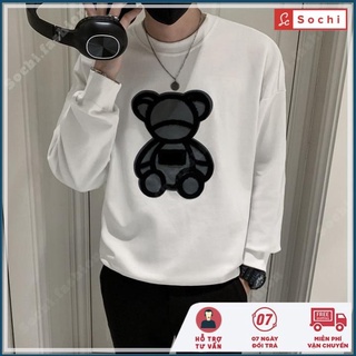 Áo sweater nam tay dài, áo thu đông unisex nỉ mềm mịn vừa người in Gấu Xám mã SW.611 Xịn