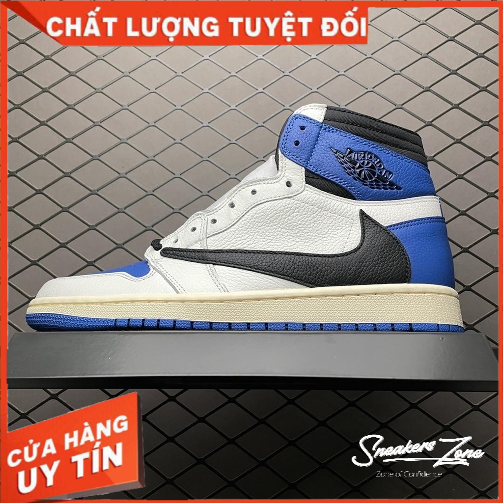 (FREESHIP+HỘP+QUÀ) Giày Thể Thao Sneakers Air Jordan 1 High Travis Scott Fragment Cổ Cao Màu Xanh đen  Sneakers World