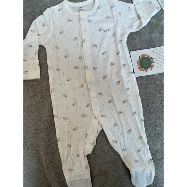 NOUS CHÍNH HÃNG - BODYSUIT HÌNH CỪU NEWBORN - BODYSUIT TRẮNG NEWBORN