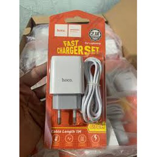 Combo củ cáp sạc nhanh Hoco C72A Lightning và Type-C
