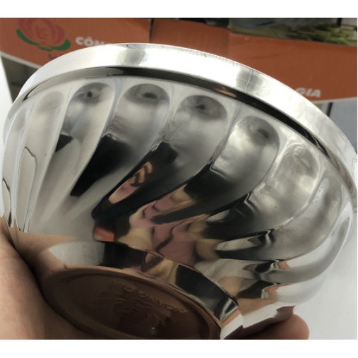 Bát cơm inox 2 lớp cách nhiệt Hoàng Gia mẫu xoắn cỡ 11.5cm (10c/1 sét)