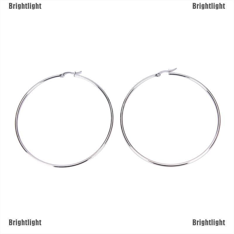 Khuyên Tai Tròn 2mm Bằng Thép Không Gỉ Mạ Bạc Thời Trang Dành Cho Nữ