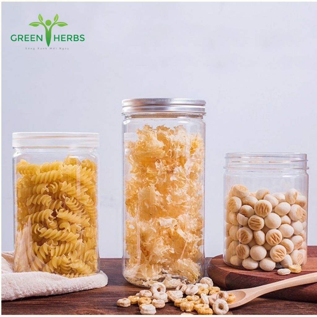 Hộp Nhựa, Hũ Nhựa Pet Nắp Nhôm, Nắp Nhựa Đựng Thực Phẩm, Đồ Khô, Ngũ Cốc 900ml GREEN FOOD | BigBuy360 - bigbuy360.vn