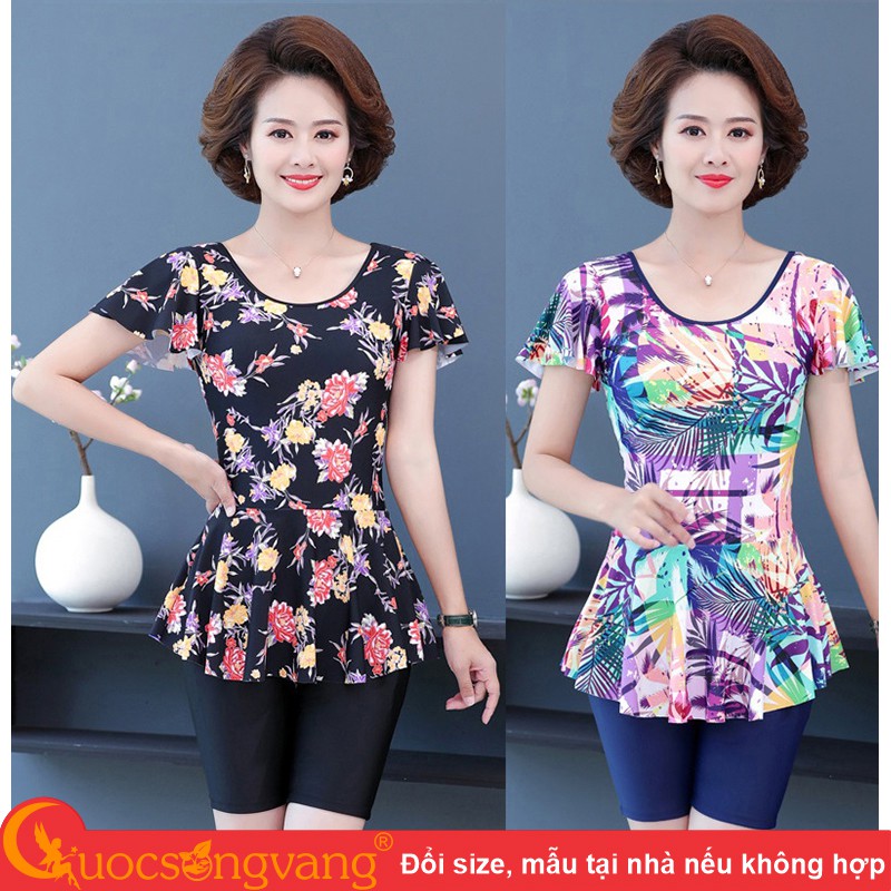 Đồ bơi trung niên kín đáo hai mảnh đồ bơi nữ quần short GLSWIM073 Cuocsongvang | BigBuy360 - bigbuy360.vn