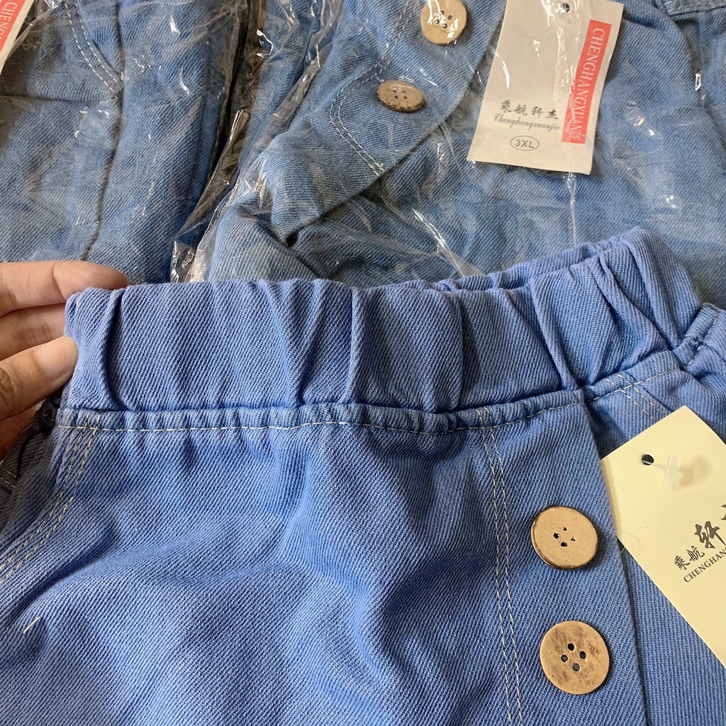Quần short jean denim ngắn giả váy cho bé gái 12-28kg