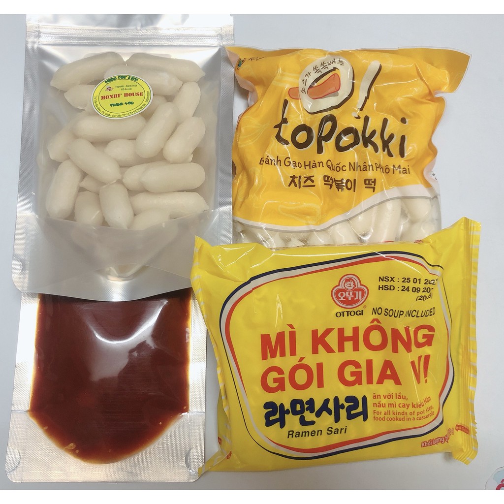 Combo 350g bánh gạo nhân Phô mai kèm sốt (250g bánh nhân phô mai+100g xốt) kèm gói mì ottogi 110g