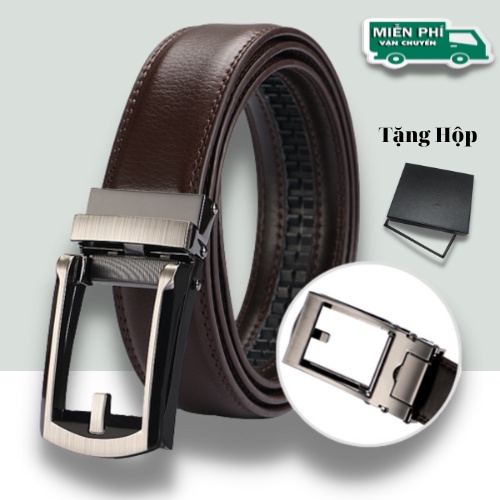 Thắt lưng nam da Bò thật LEMA cao cấp khóa tự động TL07, mặt giả kim BH 1 năm