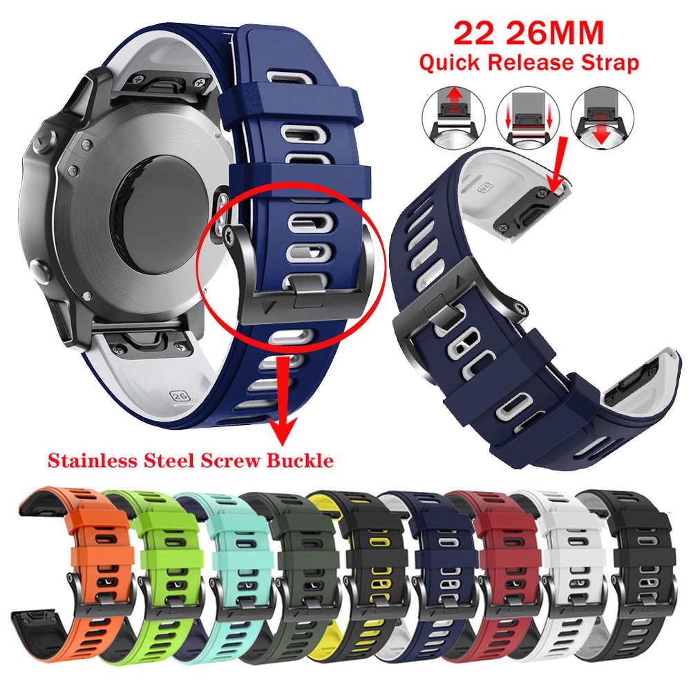 Dây Đồng Hồ Bằng Silicone Chống Thấm Nước Chất Lượng Cao 26mm 22mm Cho Garmin Fenix 7 7X 6 6X Pro 5 5X Plus 3 3hr 2 Forerunner 965 955 945 935 Epix Gen 2