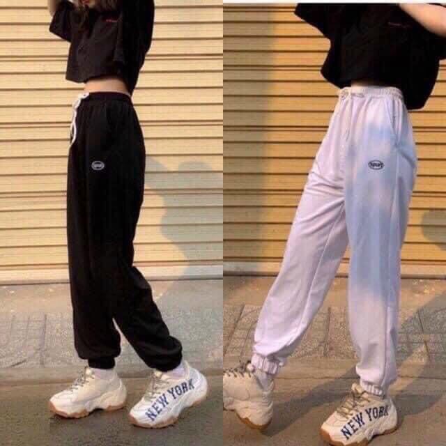 [RẺ VÔ ĐỊCH] Quần Jogger Nỉ Thêu SPUN Ánh thật trải sànchất Nỉ bông dày đẹp 2 màu trắng và đen PC131220