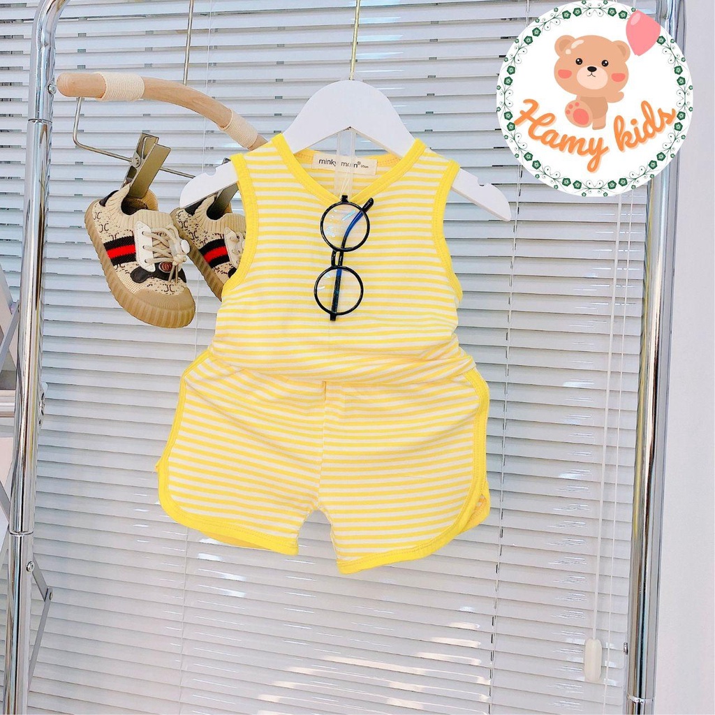 Bộ Ba Lỗ Minky Mom Chính Hãng Bé Trai Bé Gái Thun Lạnh Sọc Dệt Visco Quần Vát Cute Trẻ Từ 0-5 Tuổi Dưới 20kg - Hamykids