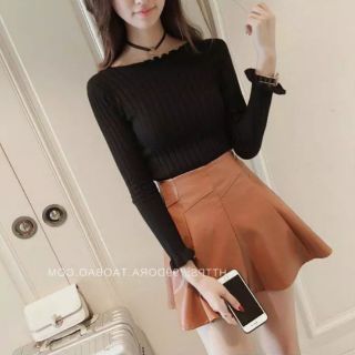 Áo len dài tay cổ bèo (free size)