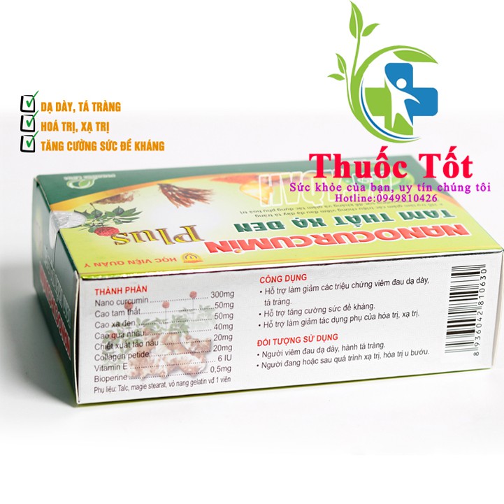 [Chính Hãng] Nano Curcumin Tam Thất Xạ Đen Plus Học Viện Quân Y