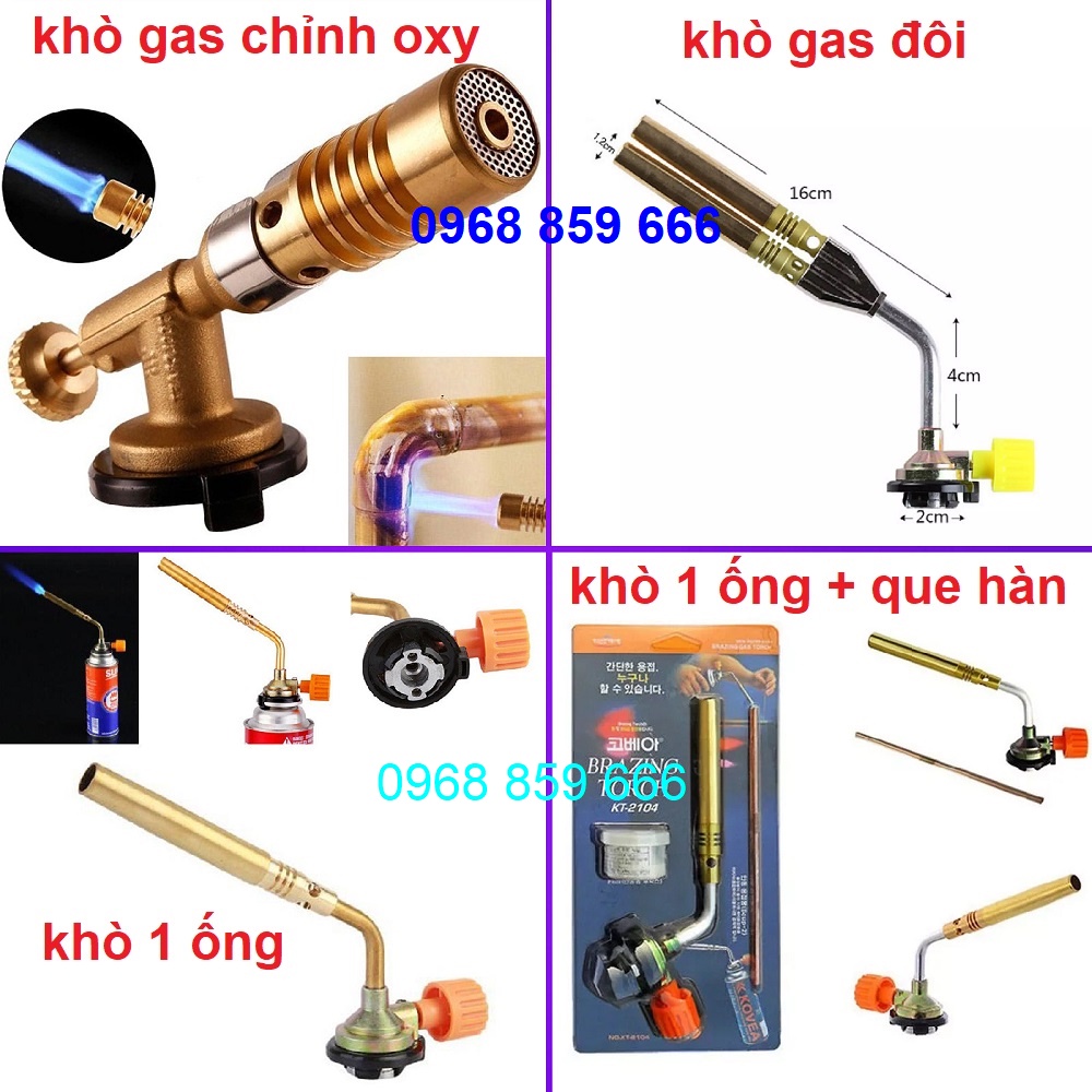 Đèn khò hàn ống đồng - Đầu khò lửa - Sử dụng bình gas mini - Khò gas cầm tay