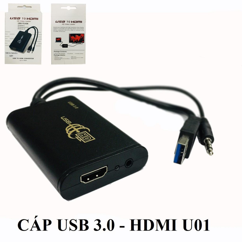 CÁP CHUYỂN ĐỔI TỪ MÁY TÍNH CỔNG USB 3.0 SANG MÀN HÌNH CỔNG HDMI U01